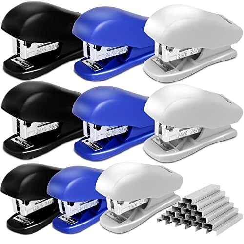 9PCS Mini Stapler with StaplesPortable Small Stapler25 Sheet Capacity Office ...