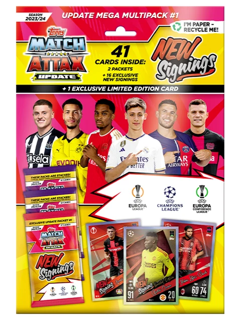 Match Attax , Football, UEFA Ligue 2024 Cartes, Mise à Jour Mega Lot #1