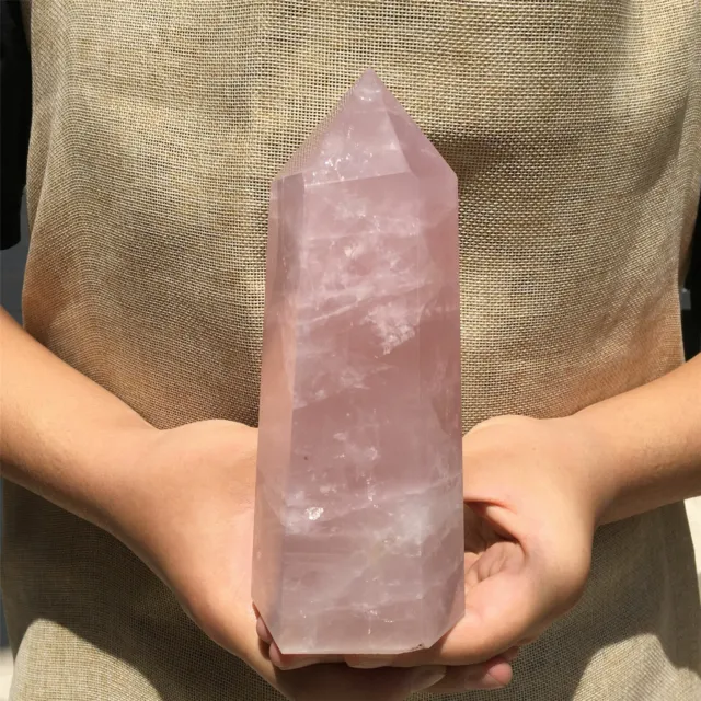 1.1LB High Quality Natural pink rose quartz obelisk crystal WAND point healing