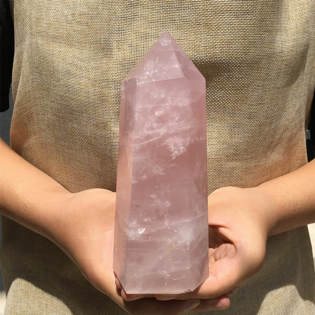 1.1LB High Quality Natural pink rose quartz obelisk crystal WAND point healing