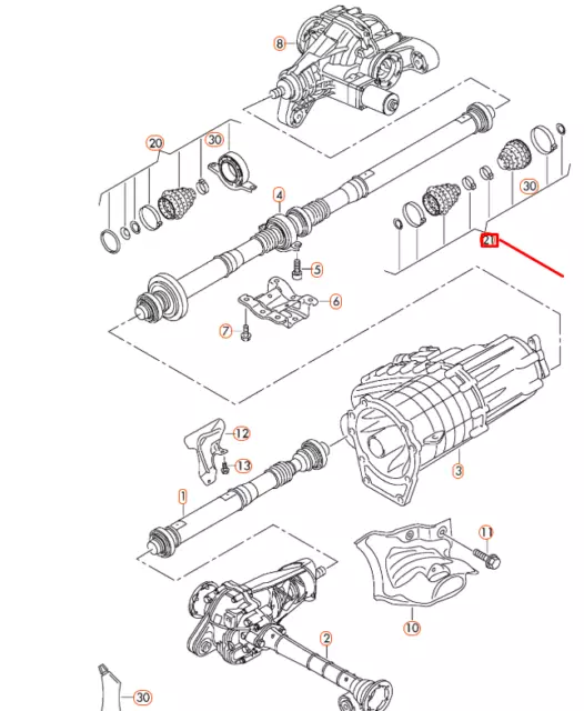 VW TOUAREG 7P Rear Cardan Shaft Joint Boot Parts Kit 7P6598573