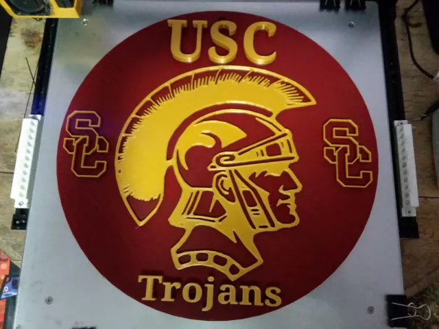 USC Trojans NCAA 3D Graphics-3D printed wall sign, Man Cave, 15 Inch Diameter