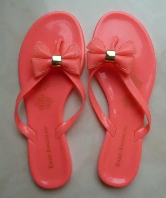 Women's ENZO ANGIOLINI PINK jelly sandals NEW, flip flops w/bows size 5