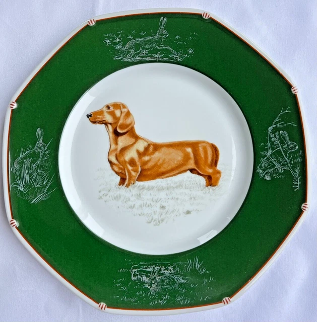 Grande assiette teckel, rose à pois doré, porcelaine Yvonne Ellen main image 1