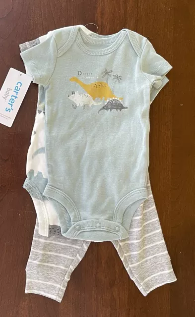 Carters Baby Boys 3-Piece Cute Dinosaur Little Character Cotton Set Multi NB NWT