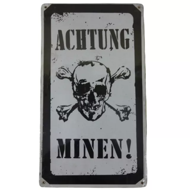 Achtung Minen Vintage Metallschild - 8W x 14H in. u917