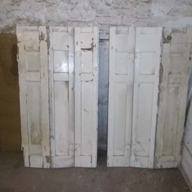 Pair of antique pine shutters with bar H 133 x W 146cm.   Restoration project