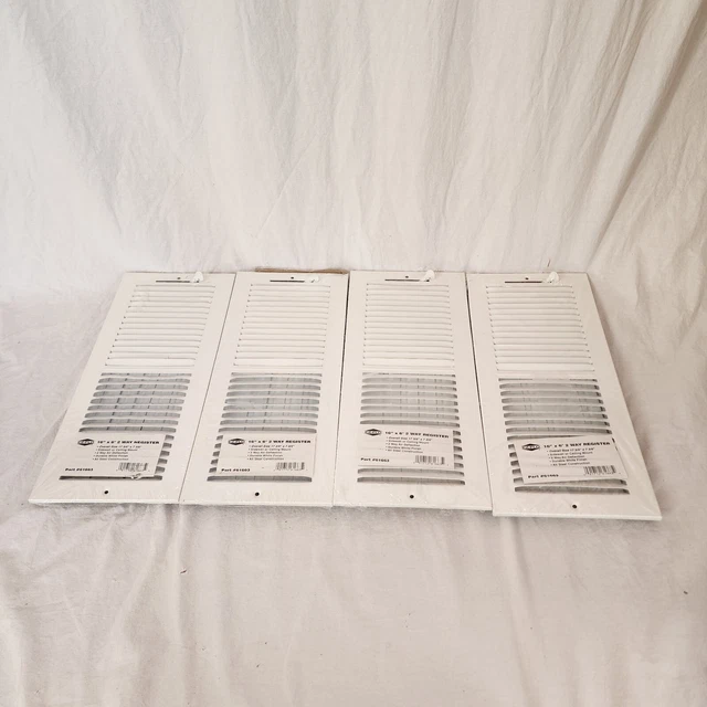 4-EZ-Flo 2 Way Register 16" x 6" Sidewall/Ceiling Mount White Ventilation Duct