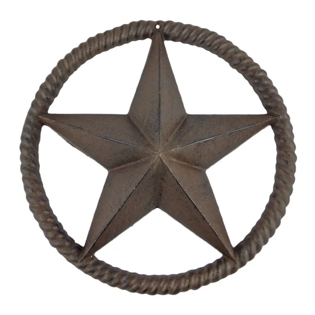 Cast Iron Texas Barn Star Rope Ring Wall Decor Rust Brown Heavy Duty 10 1/4 inch