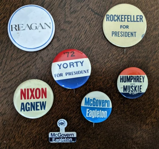 Lot of 7 Vintage Presidential Political Button Pins Democrat and Republican