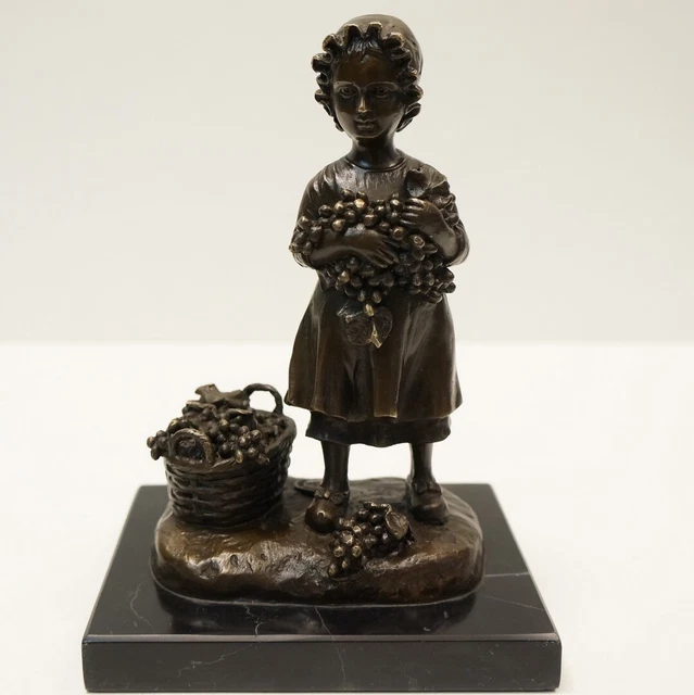 Estatua Uvas niño cosecha Art Deco Estilo Art Nouveau Estilo Bronce sólido
