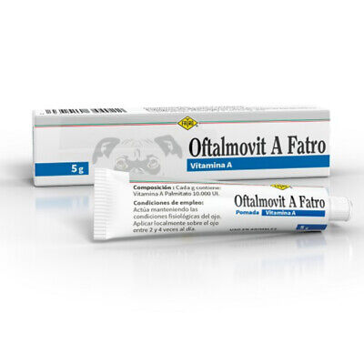 FATRO OFTALMOVIT A, Vitamina A para Higiene Ocular de Perros y Gatos, 5 gr