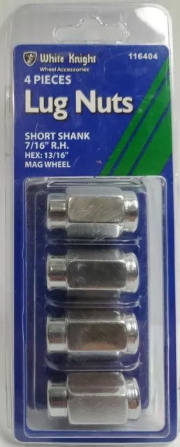 White Knight 116404 4 Pieces Lug Nuts Short Shank 7/16 R.H Hex:13/16 (A1.1)