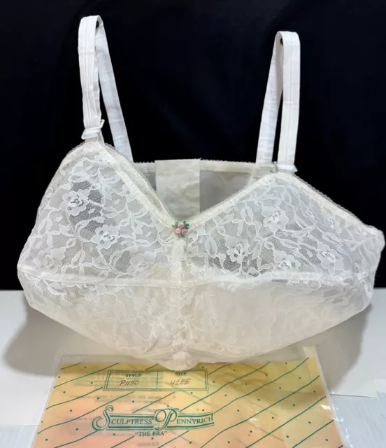 1960s Original Pennyrich Cream Lace Bullet Bra Deadstock Style P1150 #327 42EE