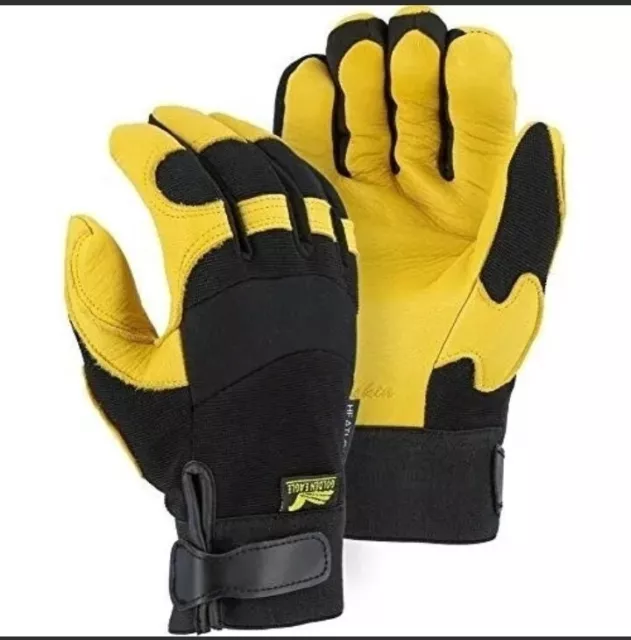 (XXL) Golden Eagle Winter Lined Deerskin Leather Gloves with Windproof Heatlok