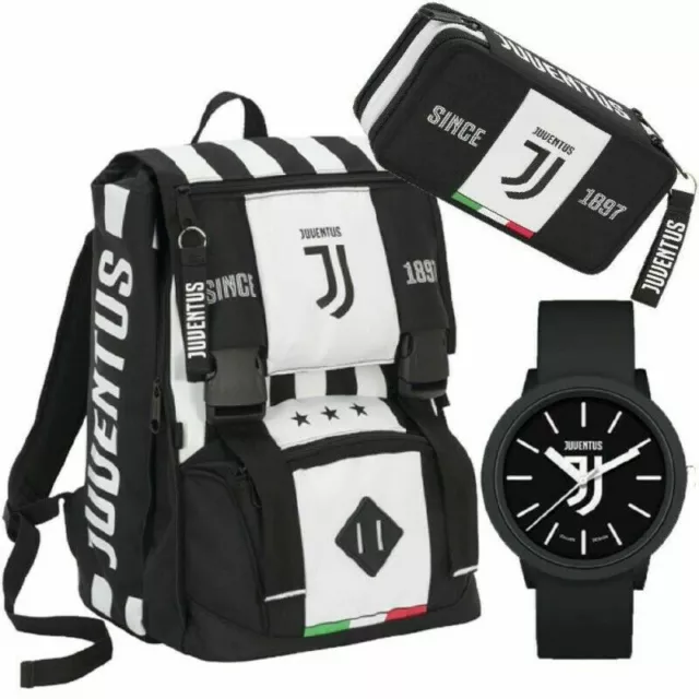 Juventus Schoolpack Seven - Zaino + astuccio 3 zip + orologio