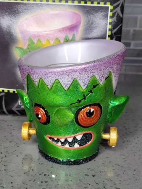 Vintage Halloween Frankenstein tealight candle holder Monster Green