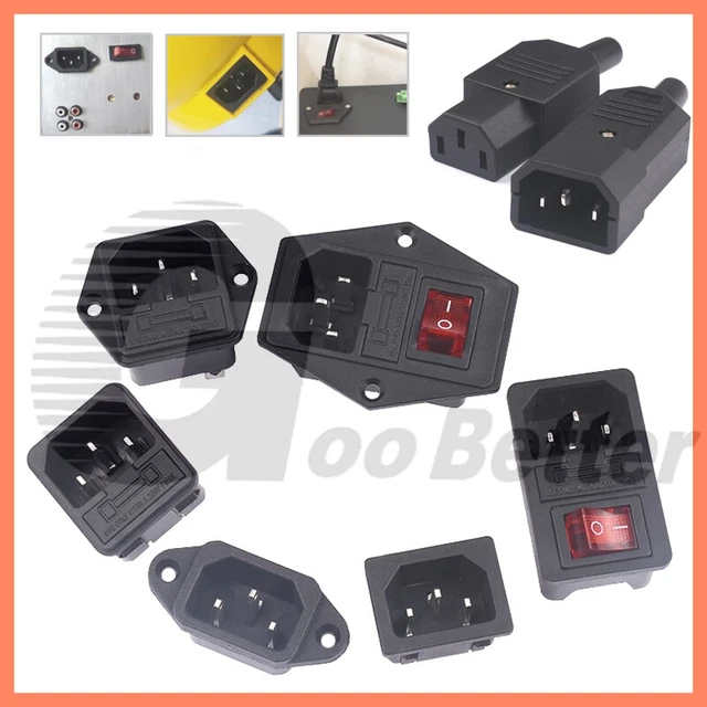 IEC MAINS POWER Adapter Plug Socket Inlet Outlet Cable Connectors AC-01 ...