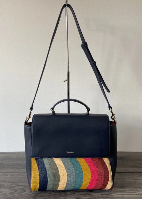 Sac Messager Paul Smith En Toile Avec Bordure Cuir - Taille Large - Multicolore - Neuf Avec étiquettes