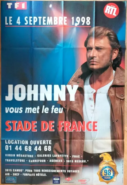 affiche originale JOHNNY HALLYDAY stade de France 98 - 80 x 120 cm