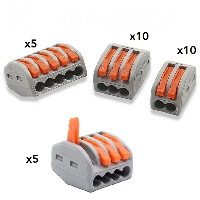 30 x Bornes de connexion à levier 2, 3, 4, 5 entrées. Connecteur Fil type WAGO