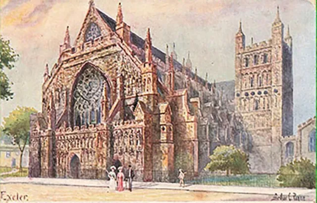 Vintage A/S Arthur C. Payne,  Postcard "EXETER CATHEDRAL" c1914, Tuck No 9463