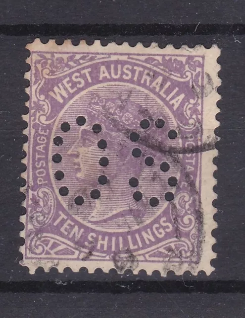 WA659) Western Australia 1910 watermark V over Crown 10/- Deep mauve punctured