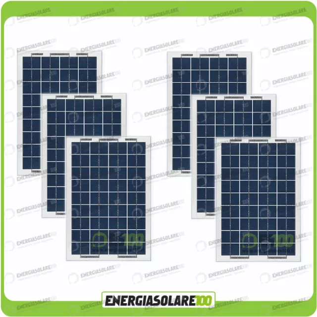 Kit 6 Photovoltaïque Panneaux solaires 10W 12V Multi-Purpose Pmax 60W Bateau à c