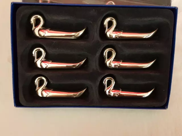 Elegance Silver Plated SWAN Knife Rests. Set Of Six In Orig. Box. UNUSED. 3