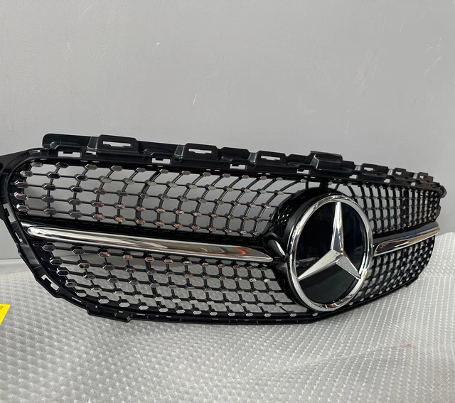 Calandre Diamant Noir Et Chrome Pour MERCEDES Classe C W205 (2014-2018) - Neuf