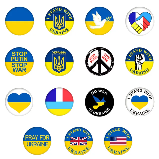 EY# Ukrainian Tinplate Flag Badge National Emblem Brooch Peace Flag Armband