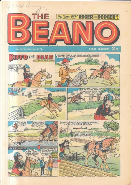 vintage Beano comic No 1595 Feb 10th 1973 Biffo The Bear