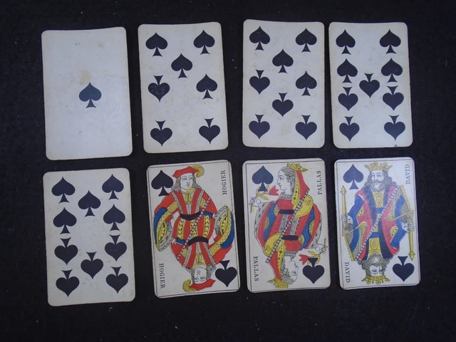 ANCIEN JEU DE 32 cartes à jouer - couleurs au pochoir - dos roses - avant 1890 EUR 40,00 - FR