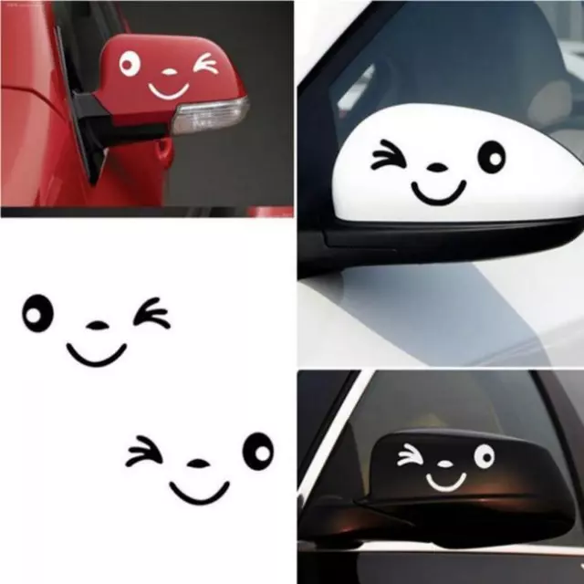 2pcs Cute Smile-Face 3D Decal Decoration Stickers for Car Wing Door Mirror GA