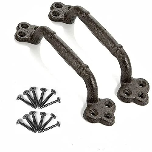 2 Packs Barn Door Handle Pull, 8.7 Inch Solid Cast Iron Rustic Gate H...