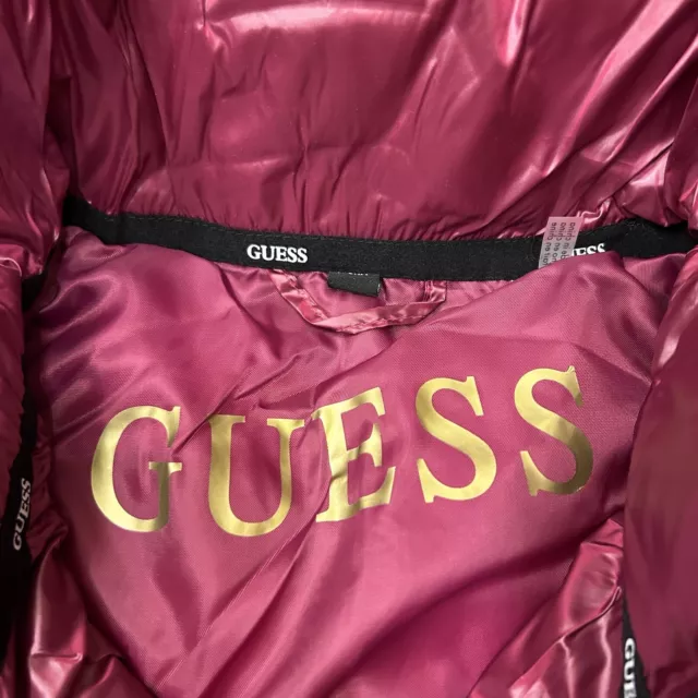 Guess Puffer Jacket Womens Small Pink Magenta Quilted Outdoor Coat Winter NEW 2