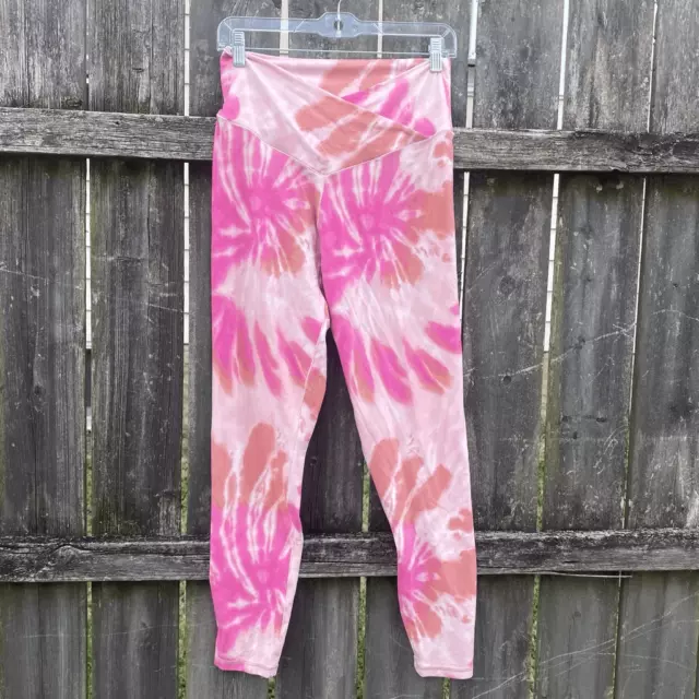 Offline by Aerie Pink Tie Dye Cross Waist Leggings | XL