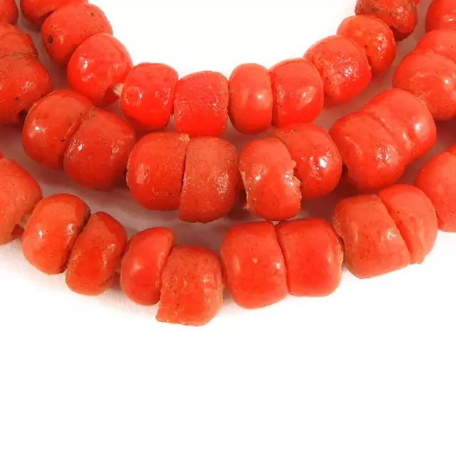 Yoruba Beads Mock Coral Africa 30 Inch