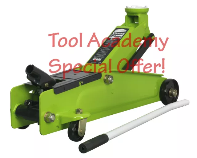 Sale! Trolley Jack 3 Tonne Heavy Duty Hydraulic Hi Vis Bright Green