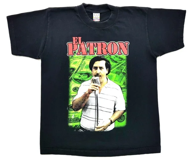 Vintage Pablo Escobar El Patron Tee Black Size Small Adult T Shirt Narcos