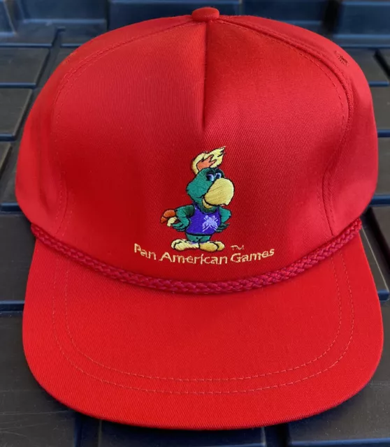 NWOT Vintage Red Pan Am American Games Ultimate Image Strapback Hat Cap USA Made
