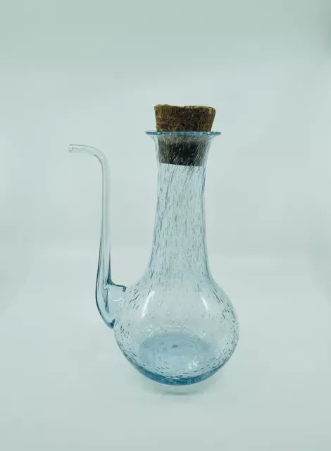 Biot Essencier Provençal 24 cm Verre Bullé Signé Bleu Exc Etat