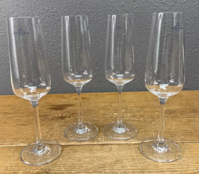 Villeroy & Boch U Shape Champagne Flutes Glasses Set of 4