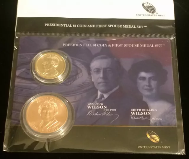 2013 EDITH  And WOODROW WILSON FIRST SPOUSE MEDAL $1 Presidential COIN Set