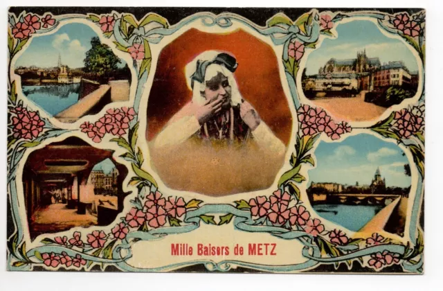 METZ moselle CPA 57 Souvenir de Metz carte 5 vues mille baisers de metz