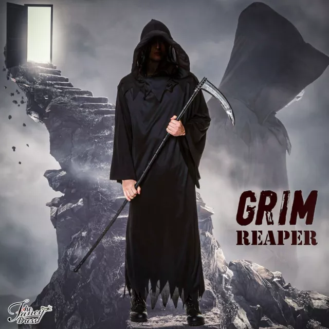 Adulto Fantasma de la Oscuridad Grim Reaper Disfraz Halloween Hombres Vestido de Terror Conjunto