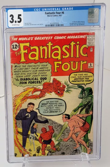 Marvel Comics Fantastic Four #6 9/62 CGC 3.5 2nd Dr. Doom, Submariner app