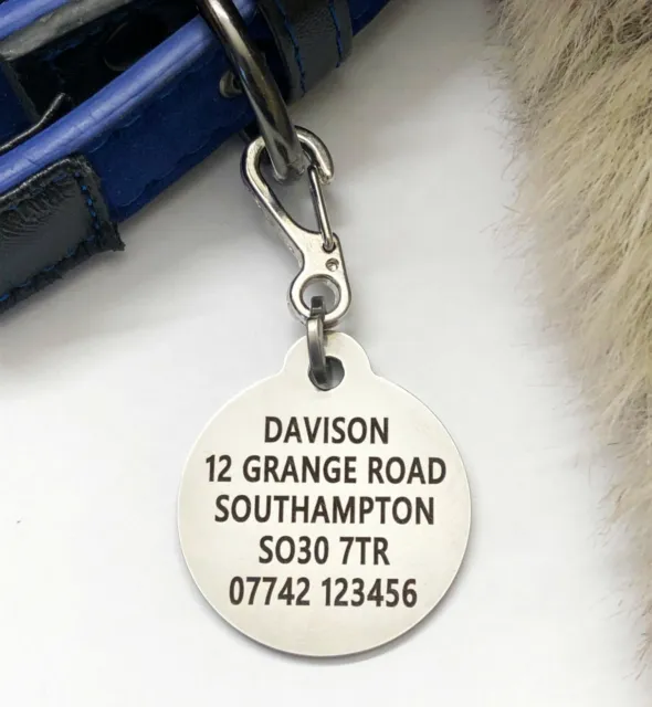 Stainless steel laser engraved Pet ID tags, tags, Nametag, Best Quality, UK made