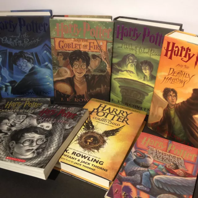 Harry Potter Books COMPLETE SERIES 1-7 + Cursed Child - HBDJ 1st + PPBK Mix - VG