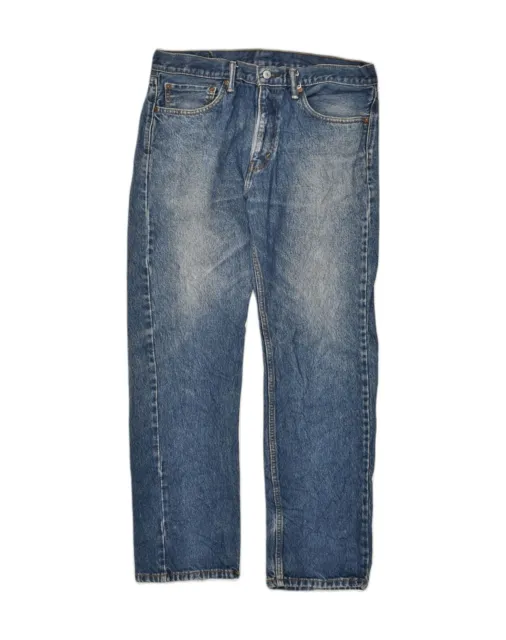 LEVI'S Mens 505 Straight Jeans W34 L32  Blue Cotton AI67
